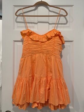 LoveShackFancy Orange Ruffle-Tiered Mini Dress